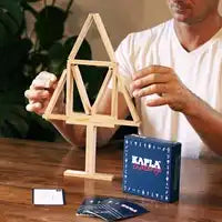 Kapla - KAPLA Challenge Dutch : 12 challenge cards & 16 natural planks - De Dondersteen