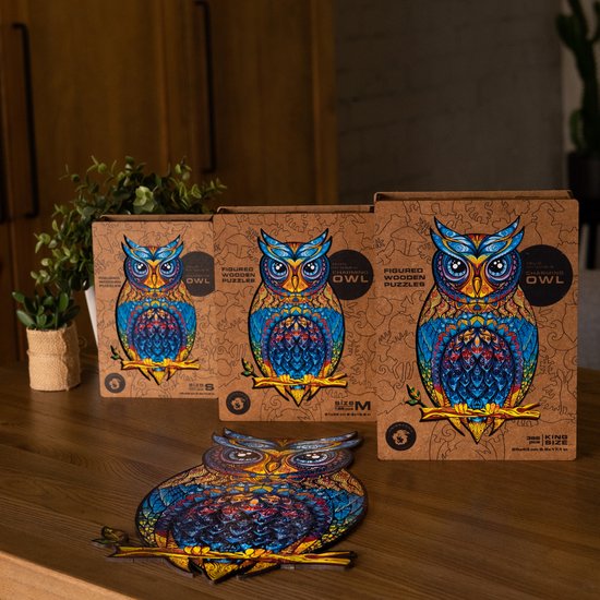 Unidragon Wooden Puzzle Charming Owl Royal Size - De Dondersteen