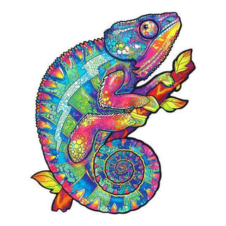 Unidragon Wooden Puzzle Iridescent Chameleo M - De Dondersteen