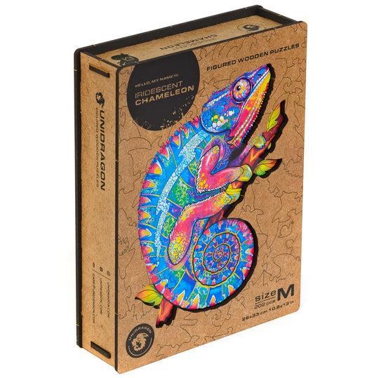 Unidragon Wooden Puzzle Iridescent Chameleo M - De Dondersteen