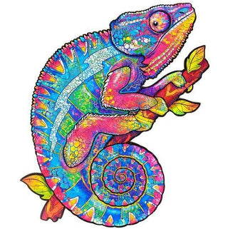 Unidragon Wooden Puzzle Iridescent Chameleon S - De Dondersteen