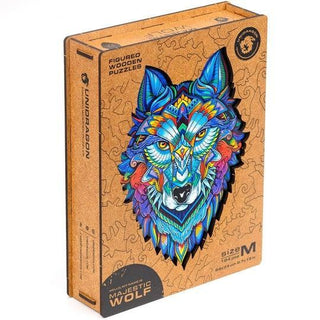 Unidragon Wooden Puzzle Majestic Wolf M - De Dondersteen