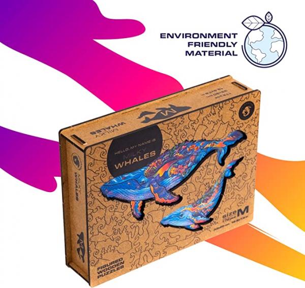 Unidragon Wooden Puzzle Milky Whales M - De Dondersteen