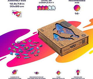 Unidragon Wooden Puzzle Milky Whales M - De Dondersteen