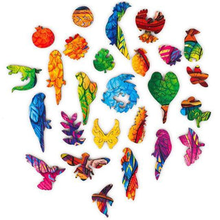 Unidragon Wooden Puzzle Playful Parrots M - De Dondersteen