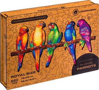 Unidragon Wooden Puzzle Playful Parrots Royal Size - De Dondersteen