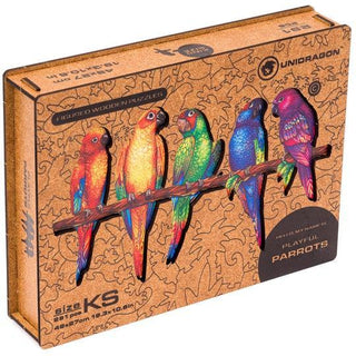 Unidragon Wooden Puzzle Playful Parrots S - De Dondersteen