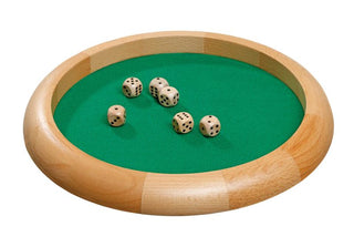 Dobbelpiste beukenhout 30 cm met 6 dobbelstenen