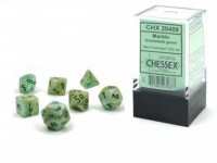 Chessex_Marble_Mini_Polyhedral_Green_Dark_Green_7_Die_Set