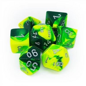 Chessex_Gemini_Polyhedral_7_Die_Set___Green_Yellow_W_Silver